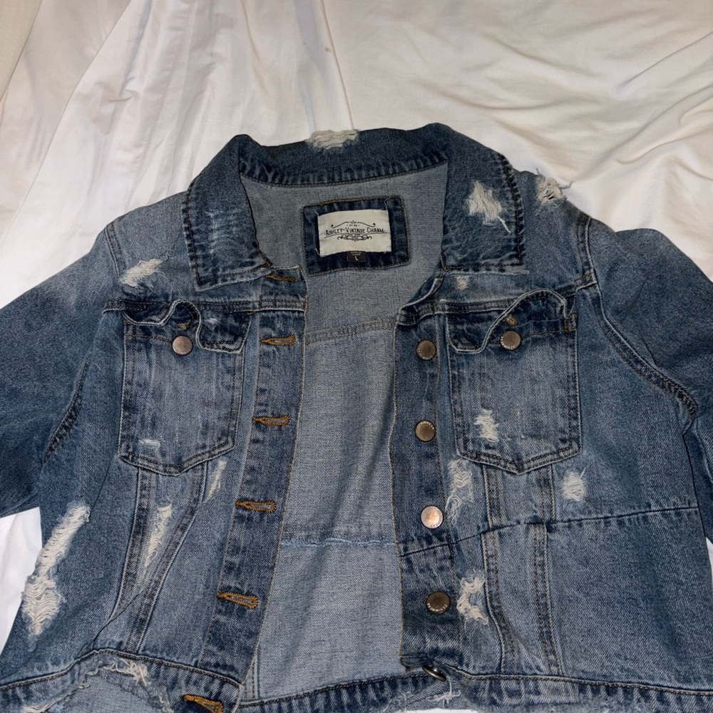 Ashley By 26 International Blue Distressed Jean Jacket